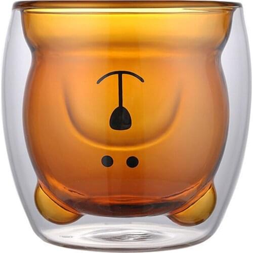 3D 2-tier Cute Bear Innovative Beer Glasses Heat-resistant Double Wall Coffee Cup Morning Milk Glass Juice Glass
