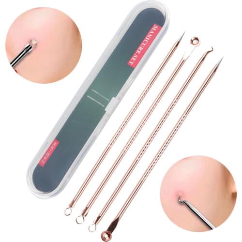 4Pc Acne Removal Needles Dual Heads Face Blackhead Pimple Blemish Extractor Acne Treatment Pore Cleansing Skin Care Beauty Tools
