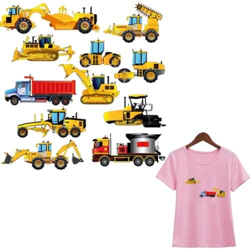 Car Set Applique Transfers Hoodie Tops Transfer Paper Diy Heat Press Hot Tear Patches Heat Print On Children T-Shirt Shoes