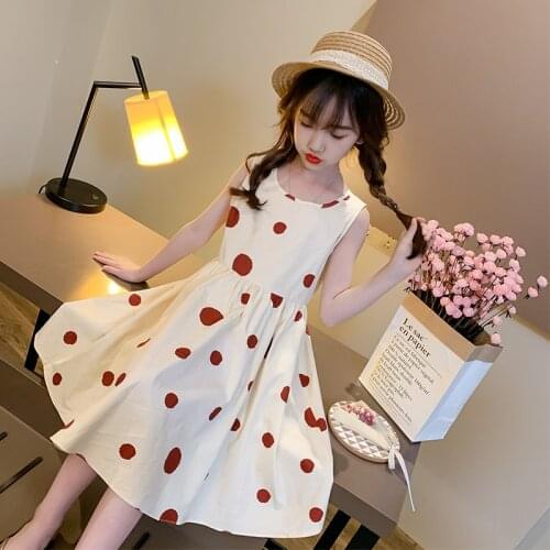 Polka Dot White Long Fashion Summer Girl Dress Party Off Shoulder Flower Girls Dress Princess Robe Fille Girls Clothing BW50DR