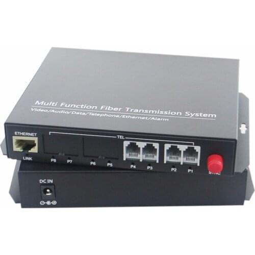 Free Shipping High Quality 4 Channel PCM Voice Telephone Fiber Optical Media Converter With Ethernet FC Single mode 20Km