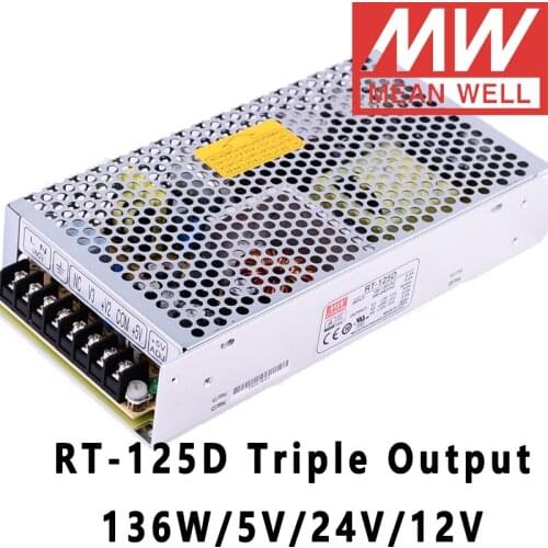 Mean Well RT-125D 5V/24V/12V AC/DC 136W Triple Output Switching Power Supply meanwell online store
