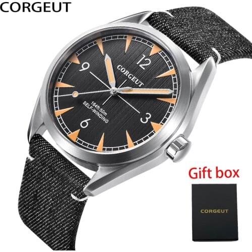 CORGEUT Mens Watches Fashion Top Brand Luxury Business Automatic Mechanical Men Leather Waterproof Miyota8215 Watch Мужские часы