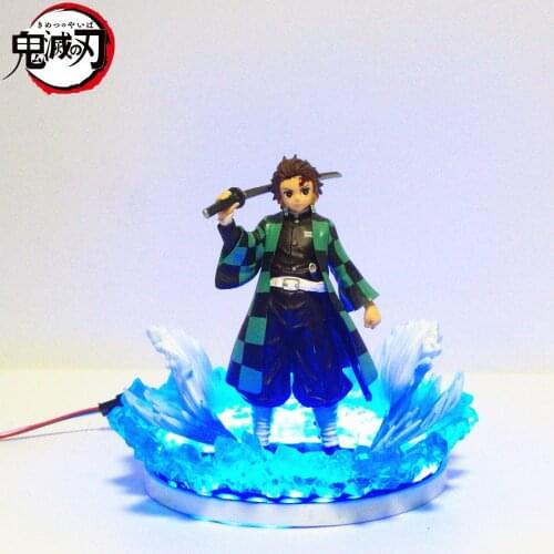 Demon Slayer Figure Tanjirou Led Water Scene PVC Action Figures Kimetsu no Yaiba Anime Figure Collectible Model Toys Diorama
