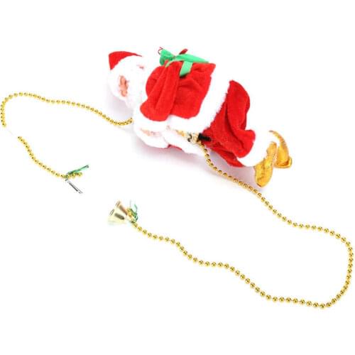 Electric Climbing Santa Claus on Beads Chain Moving Figure Hanging Xmas Ornament Toys Kid Toy Gift