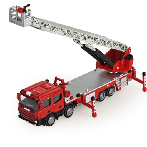 KAIDIWEI Alloy ladder truck fire engine climbing car truck toy birthday gift collection decoration model 1:50