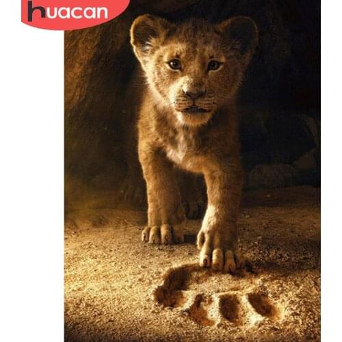 HUACAN 5D Full Square Diamond Painting Cross Stitch Animal DIY Diamond Embroidery Lion Rhinestone Picture Decoration For Home