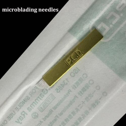 Lamina Agulhas Tebori Microblading 12pin Hard PCD Needle 14/19U Blade Permanent Makeup Eyebrow Tattoo Needles Supplies 100/50pcs