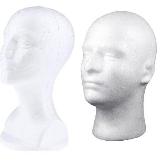 2 Pieces Female Male Foam Hair Mannequin Stand For Hat Cap Glasses Masks