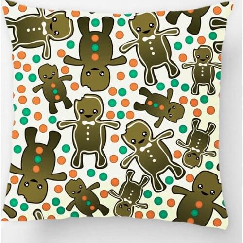 Cute Gingerbread Man Pattern Throw Pillow Case Decorative Cushion Cover Pillowcase Customize Gift By LVSURE For Car Sofa Seat