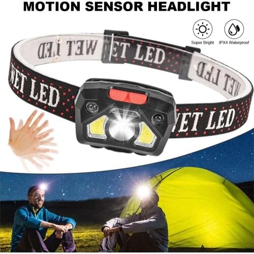 Powerful Induction Headlamp Sport Waterproof Headlight Sensor Head Front Light USB Rechargeable Head Lamp with Built-in Battery