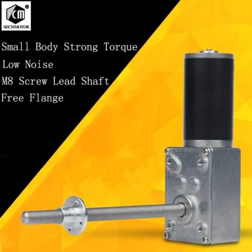 Power Torque Max 7N.m Worm Gear Motor With 115mm length 8mm Diameter Screw Lead Shaft And Flange Low Speed Geared Motor
