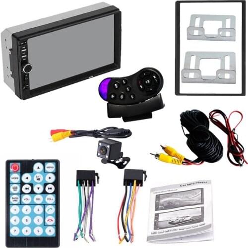 2 Din MP5 Player 7 Inch LCD Touch Screen Auto FM Radio Video Player Music Audio With USB Support Rear Camera