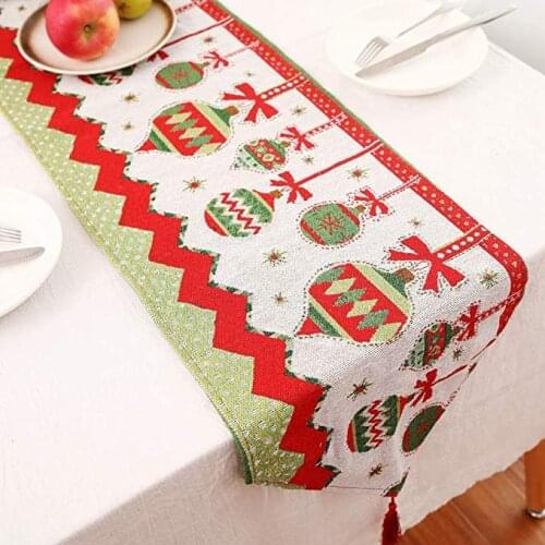 Pack of 5 Table Runners Sets Antique Vintage Christmas Eve Woven Tapestry Table Runners with 4 Pack Square Placemats