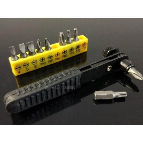 3Pcs Set Screwdriver Combination Mini Ratchet Wrench Slotted/Phillips/Torx Screwdriver Bits Magnetizer 1/4'' Hex Shank Tools