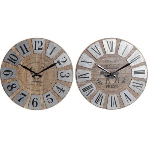 Wall Clock DKD Home Decor Metal MDF Wood (2 pcs) (60 x 7 x 60 cm)
