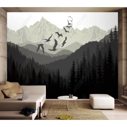 Papel de parede Nordic alpine forest scenery modern and sim 3d wallpaper mural,iving room tv wall bedroom wall papers home decor