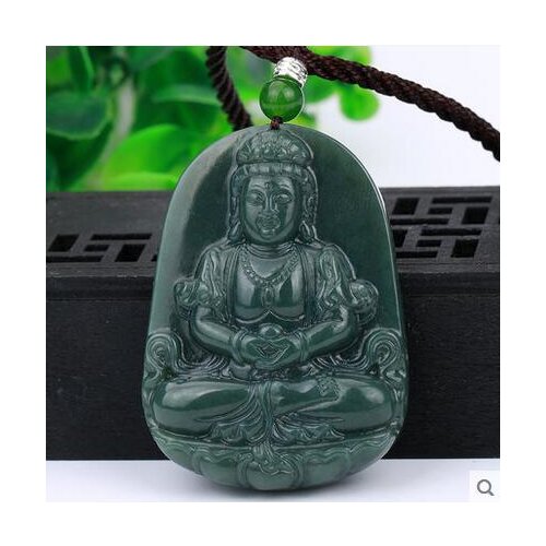 Natural Green Jade Avalokitesvara Pendant Necklace Jewelry Gift Wholesale