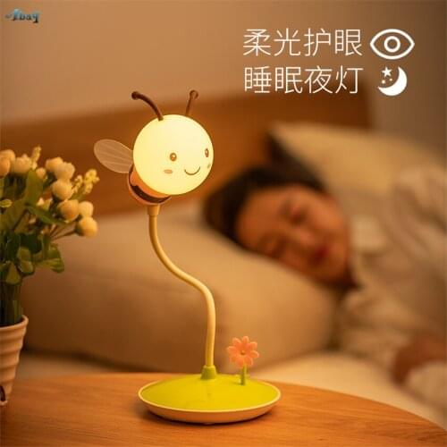 USB Charging Touch Cartoon Bee Night Lights Plug-in Bedroom Bedside Baby Feeding Children Room Eye Care Lamp Girl Gift Lighting