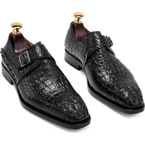 Jiangxinduyun new 2021 manual men business men formal shoes crocodile leather crocodile British shoes Men dress shoes