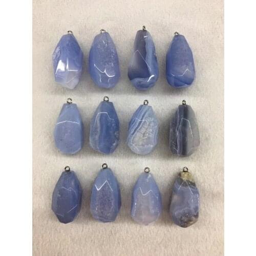 Wholesale 5pcs/pack Mixed Shape Faceted Blue Chalcedony Stone Bead Pendant,Natural Blue Lace Agates stone Jewelry