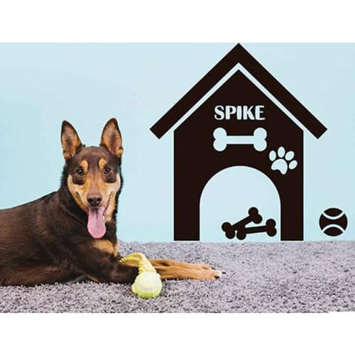 Personalized Dog House Bone Wall Sticker Vinyl Art Home Decor Pet Shop Custom Dog Name Decals Removable Interior Mural A532