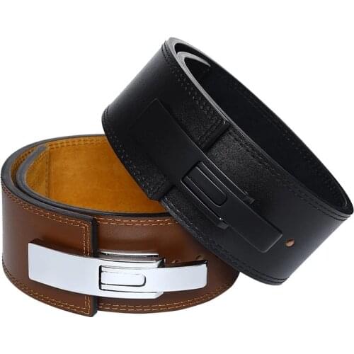 Lever Buckle Fitness Belt Waist Protection Squat Deadlift Weightlifting Sports Training Strength Lifting Leather Belt