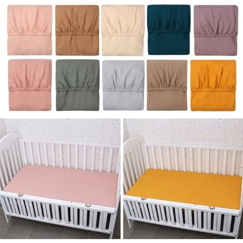 Baby Bed Fitted Sheet Cotton Crib Fitted Sheet Bedding Protector Solid Color Mattress Cover for Unisex Baby Boys Girls
