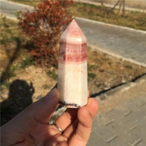 1pcs drop shipping love stone natural red lines stone wand point healing crystals mineral obelisk for Valentines Day decoration