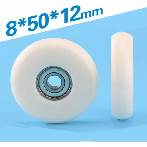 [R0850-12] 10PCS low noise POM plastic coated with 608zz inner 8mm sliding guide roller wheel pulley round type roll 8*50*12mm