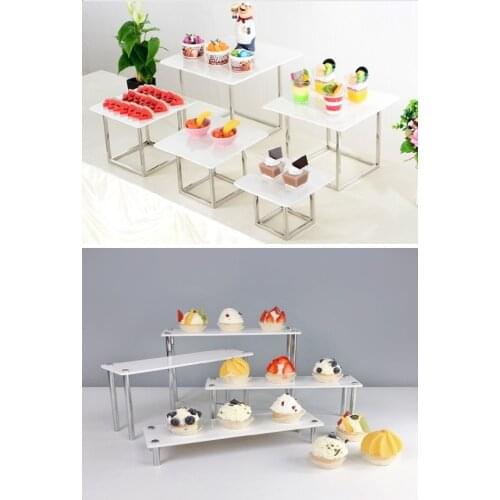 9pcs Silver Iron Stand Acrylic Plate For Wedding Cake Cupcake Cookie Drinking Fruits Food Candy Bar Table Display Buffet Banquet