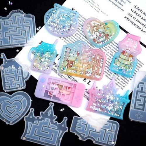 Silicone Mold Shaker Molds Milk Bottle Heart Shape UV Epoxy Resin Mold Heart Keychain Pendant Craft Jewelry Tools