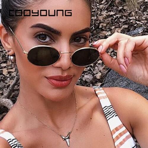 COOYOUNG Small Oval Sunglasses Women Men Vintage Brand Designer Sun Glasses Metal Frame UV400 gafas de sol