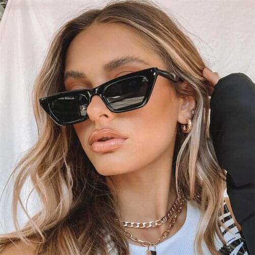 Black Design Cute Sexy Cat Eye Sunglasses Women Classic Retro Small Rectangle Sun Glasses For Female 2021 Trendy Fashion Shades