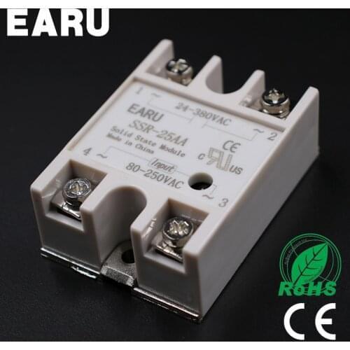 Solid State Relay Module SSR-25AA SSR-25 AA SSR 25A 80-250VAC Input to 24-380VAC Output Industry Control