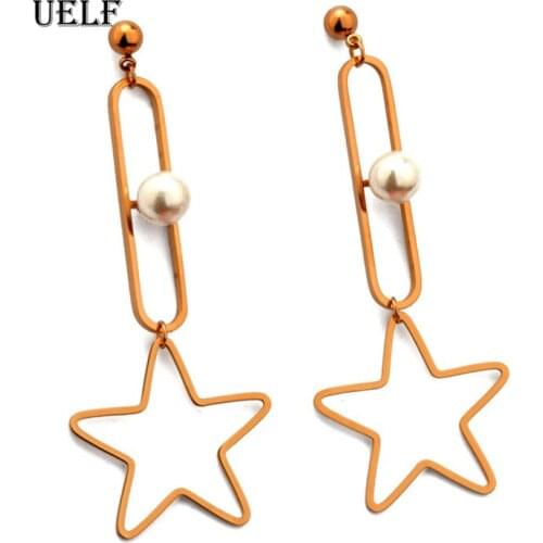 Uelf New Star Pearl Earrings Women Fashion Korean Temperament Earring Long Personality Ear Jewelry Exquisite Earrings