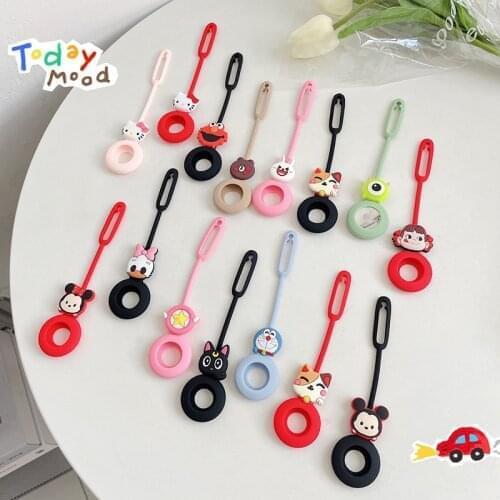 Cartoon Universal case for AirTag Key Ring Silicone Loop Unique Soft Finger Strap Charm Doraemon case for AirTag
