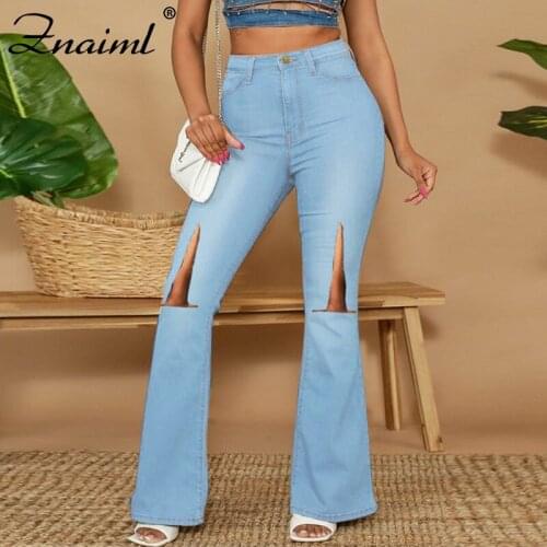 Znaiml Vintage Ripped Hole Baggy Straight Light Blue Denim Pants Women Casual Harajuku Street Y2k Mid Waist Wide Leg Loose Jeans