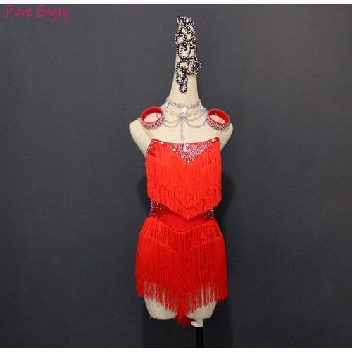Women Fashion sexy latin dance tassel dress for girls samba children dresses cha cha for girls competition ballroom costumes