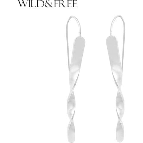 Wild&Free Trending Women Twisted Dangle Earrings Fashion Jewelry High Quality Gold Silver Color Geometric Drop Earring Wholesale