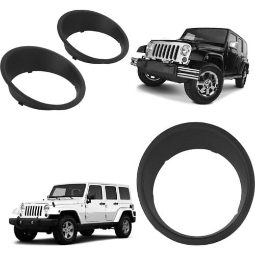 1 Pair Abs 240 x 73 Mm Headlight Decoration Cover Frame For Jk Wrangler Jk 2007-2017 Automotive Grade Double-Sided Tape