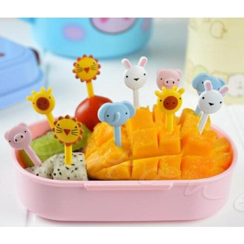 10Pcs Mini Kawaii Animal Farm Cartoon Fork Fruit Toothpick Sign Lunches Whosale&Dropship