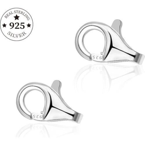 2pcs/lot 8/9mm 925 Sterling Silver Lobster Clasp Hooks End Connectors For DIY Jewelry Making Necklace Bracelet Accessories