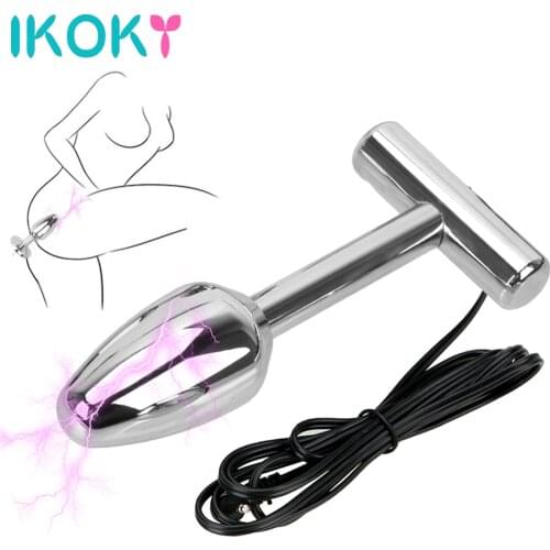 IKOKY Butt Plug Electrical Stimulation Metal Anal beads G Spot Erotic Sex Toy for Women,Electro Shock Prostate Massage for Men