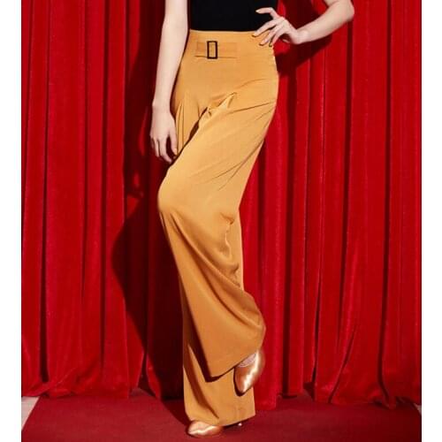 Adult Woman National Standard Dance Latin Dance pants Retro High-waisted Girls'Pants Training Trousers K4427