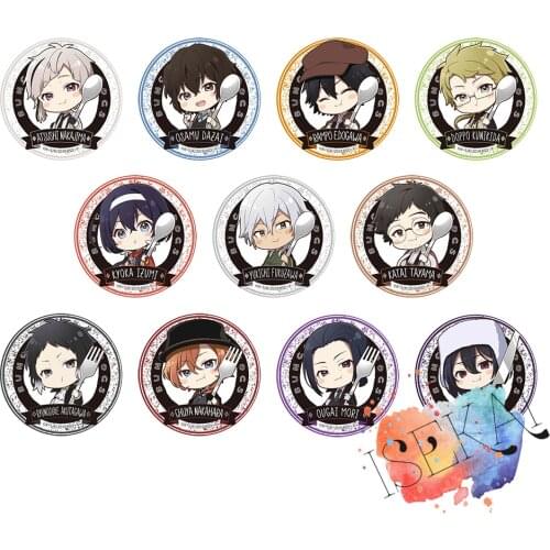 Bungo Stray Dogs Anime Metal Badge Atsushi Nakajima Dazai Osamu Fyodor Ranpo Chuya Yukichi Fukuzawa Metal Badge Brooch Pins