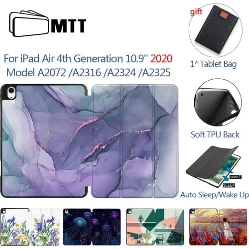 MTT Tablet Case For iPad Air 4th Generation 10.9 inch Soft TPU+PU Leather Flip Stand Protective Funda Coque With Pencil Holder