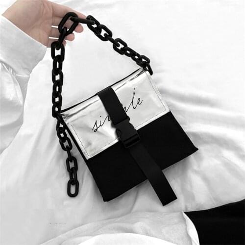 Acrylic Chain design women Crossbody Bags Street Fashion silver Shoulder Bag small oxford ladies Handbags and Purses bolsas