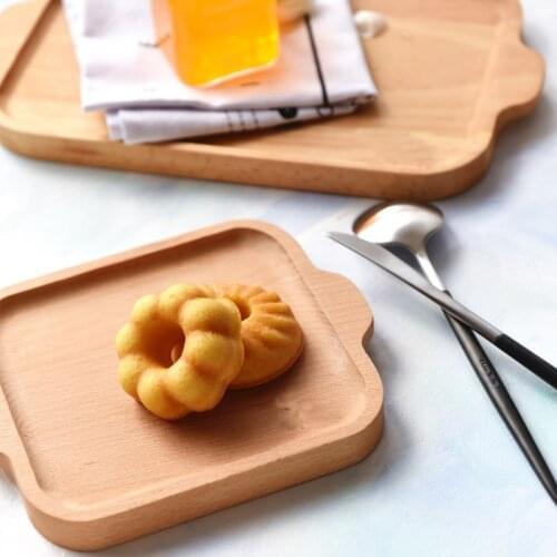 Eco-Friendly Wooden Rectangle Solid Dinner Plate Wood Pan Plate Fruit Dishes Tea Tray With Handle Dessert Tableware Set