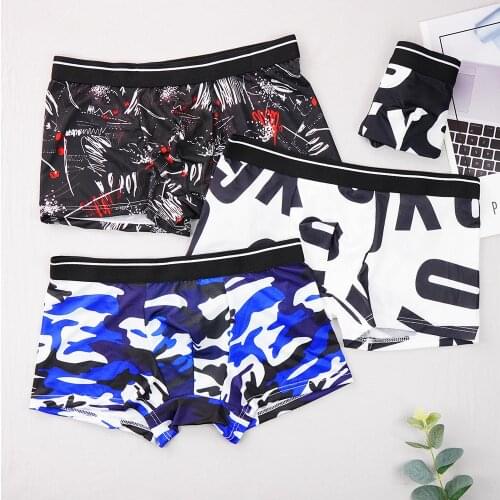 Hot Underwear Men Boxer Underpants Male Panties Breathbale Personality Boy Shorts Ice Silk Fabric U Convex Pouch Plus SizeM-3XL